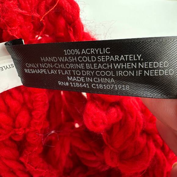 Lane Bryant Infinity Scarf OS Red Chunky Cable Knit Thick Crochet Neck Warmer - Picture 7 of 10